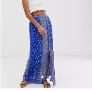 ASOS Blue Maxi Skirt with Slit Size 8